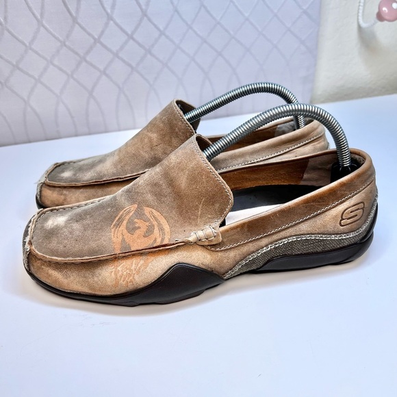 Skechers Men’s Socks Suck Dragon Brown Driving Loafers Size 8.5 - Picture 3 of 10